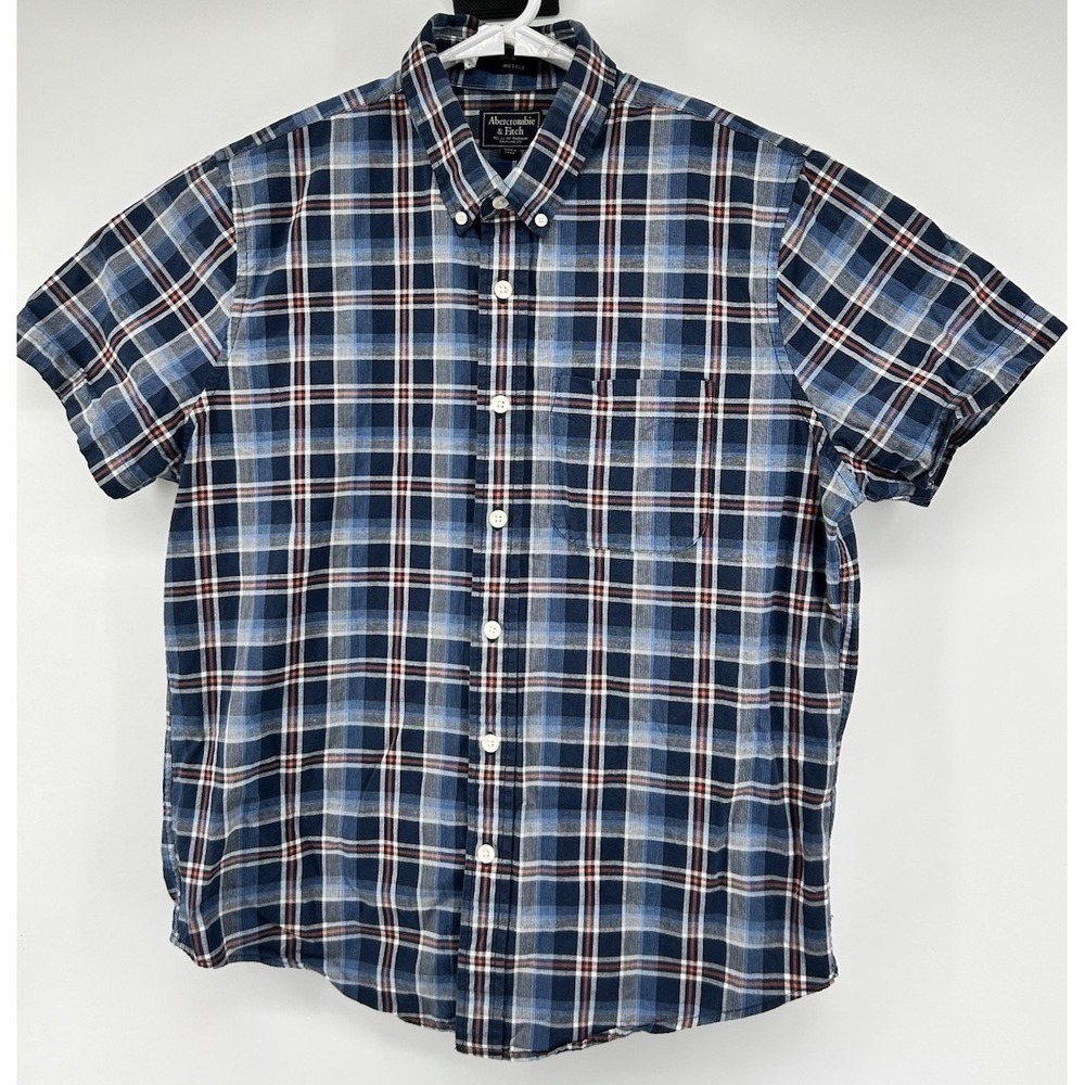Abercrombie & Fitch Muscle Long Sleeve‎ Button Down Blue Men's Size XL